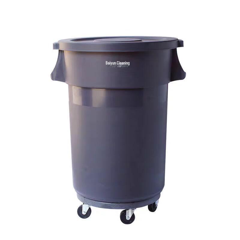 BAIYUN CLEANING 80L Round Outdoor Commercial Trash Can with Wheels and Lid