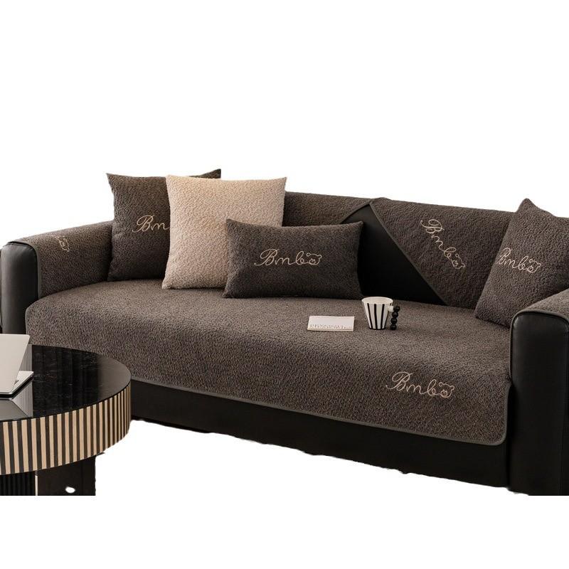 New Winter Thickened Plush Sofa Cushion Universal Non-Slip Leather Sofa Cover Cover Cloth Seat Cushion Waterproof