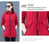 Women's Double-Sided Mid-Length Hooded Trench Coat with Detachable Elastic Waist and Zipper Pockets for Spring and Autumn