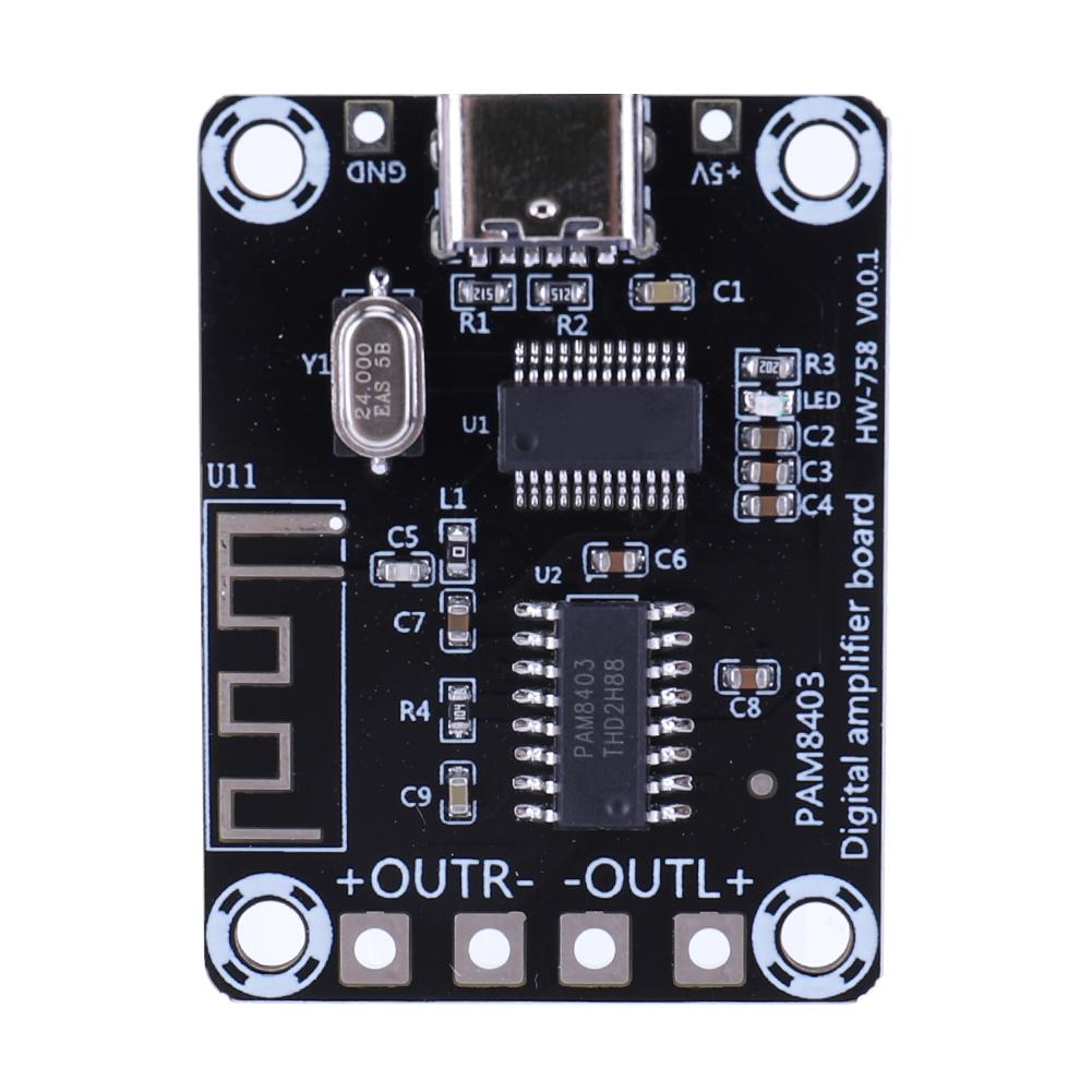 XH-A155 Mini PAM8403 Amplifier Board 5W+5W Class D BT Digital Power Amplifier TYPE-C Power Supply for Speakers Above 4 Inches