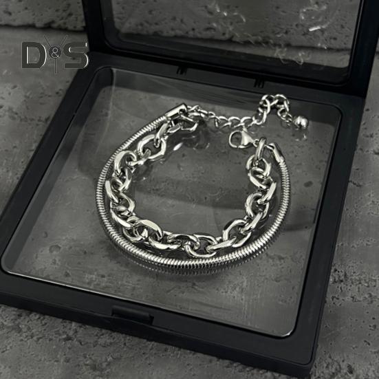 Bracelet chaîne bohème pour hommes et femmes, bracelet vintage à double couche à maillons cubains, bijoux hip-hop punk pour garçons, cadeaux d'anniversaire