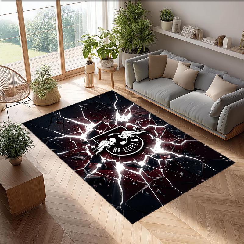 RB Leipzig Football Print Crystal Velvet Rug, Comfortable Water Absorbent Non Slip Indoor Floor Carpet