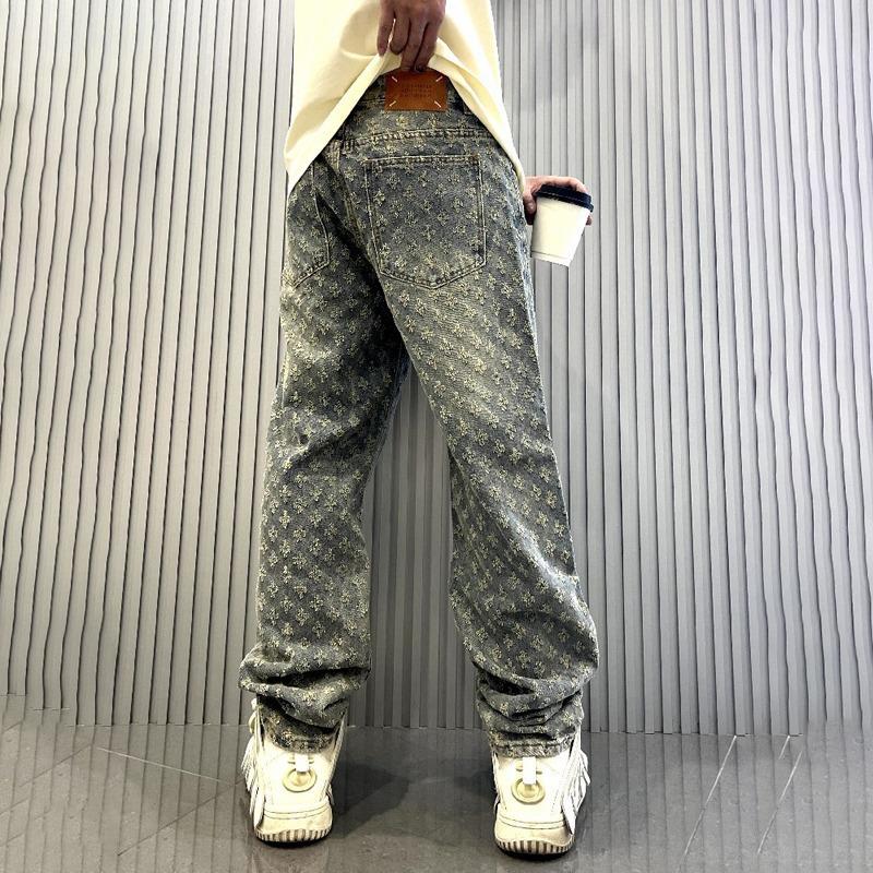 JYL Mens Jeans  Zipper Straight Summer Casual Trendy Denim Pants