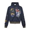 Unisex Hip Hop Graffiti Print Hooded Sweatshirt Loose Fit Long Sleeve Casual Streetwear