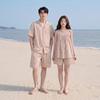 Baby Cotton Summer Camisole: A-Class Pure Cotton Double Layer Gauze Couple Pajamas - Women's Short Sleeve & Men's Set