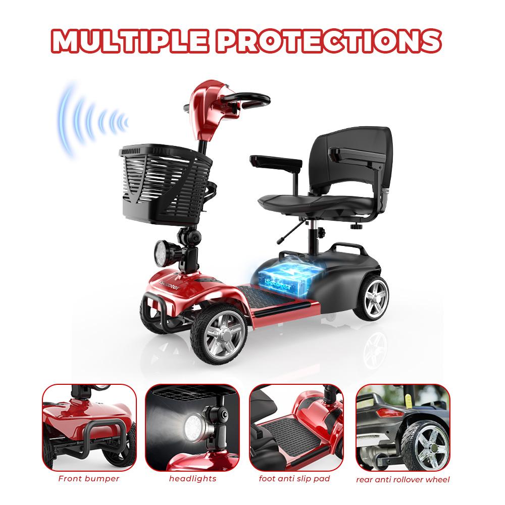 iScooter X02 Four-Wheel Scooter Suitable For Seniors/Disabled People 8KM/H 250W Motor 24V 12AH Battery Range 20KM Foldable Electric Scooter