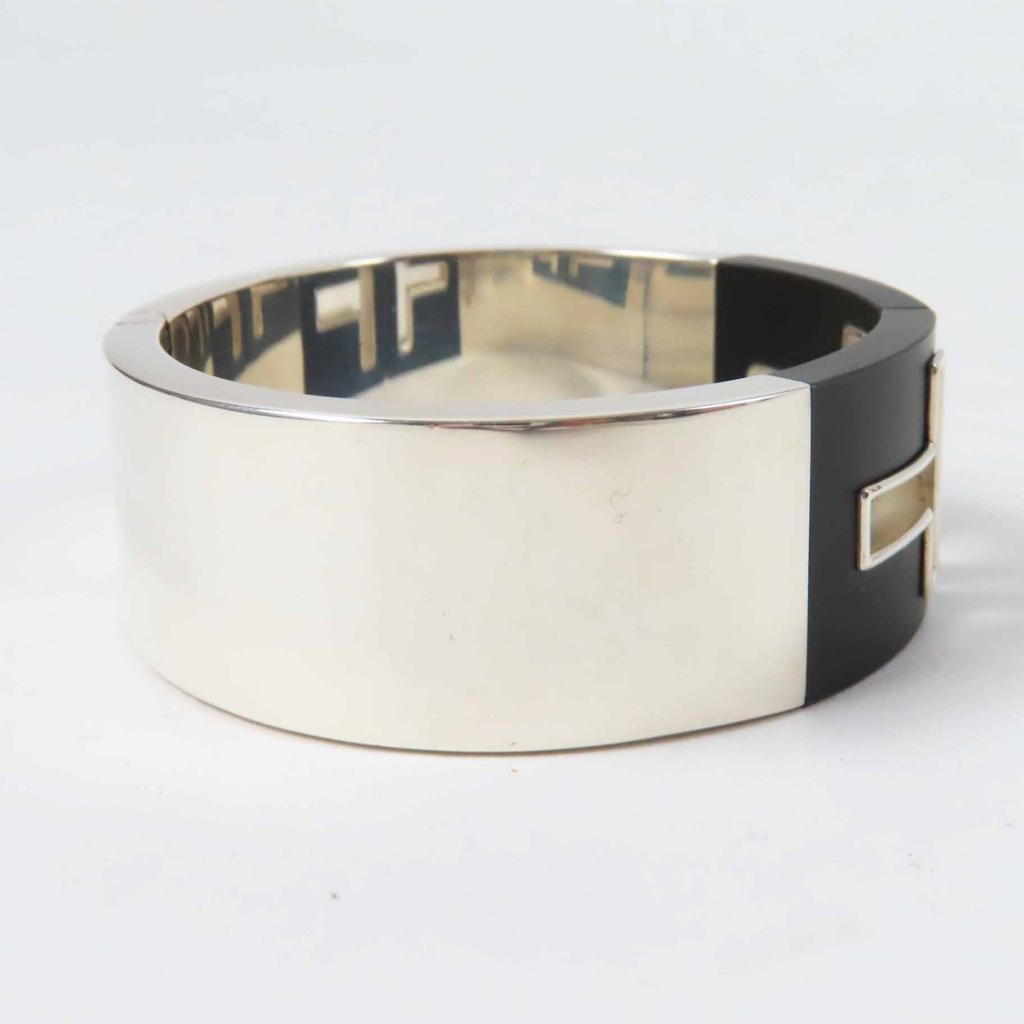 Great TIFFANY&Co. Bangle T cut out Silver black AG925 Women Used