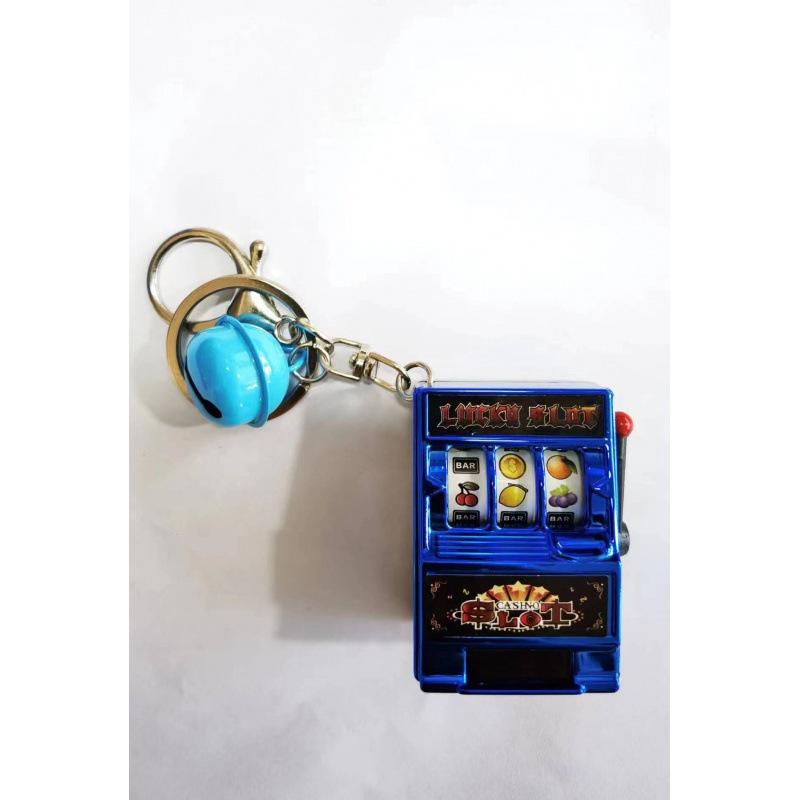 Mini Cartoon Fruit Slot Machine Keychain: Playable, Spinning, Rocking Toy Game