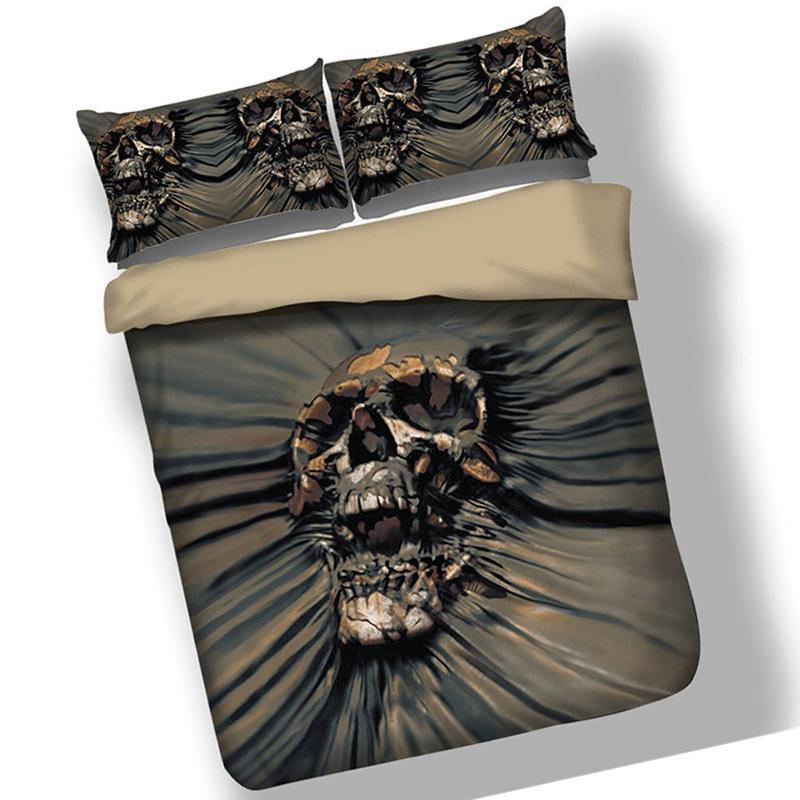 Elegant Skull 3d Duvet Quilt Cover With Pillow Case Reversible Bedding Set For Artistic Appeal