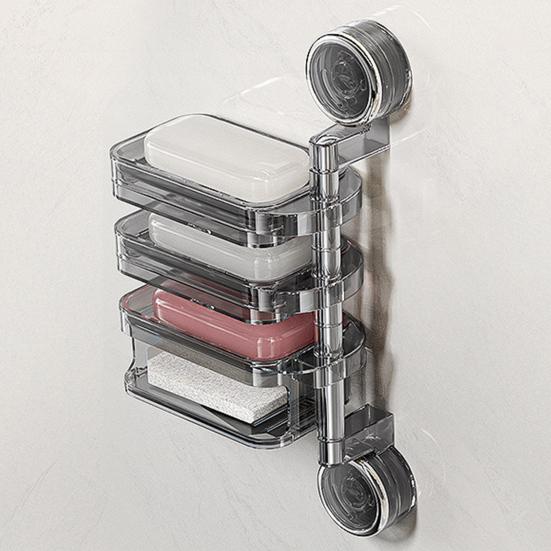 Suction Cup Storage Holder Soap Box Strong Load-bearing Multi-layer Design