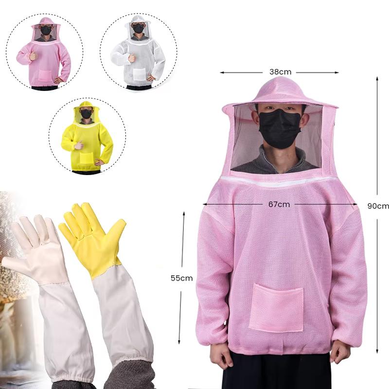 Beekeeping Suit Jacket Veil Set / Gloves Foldable Double-layer Beekeeping Protective Suit anti-bee Beekeeper Clothing with Hat