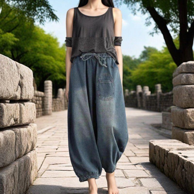 New Large size women's clothing Harlan Jeans loose lantern pants elastic radish casual pants