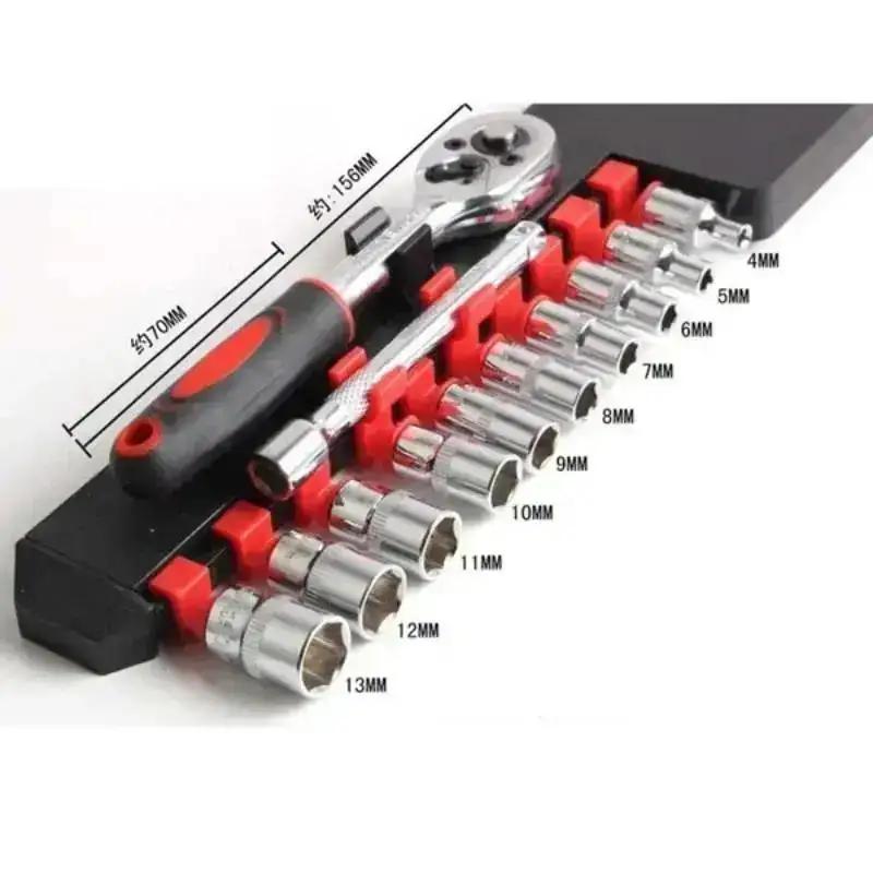 12pcs Wrench Ratchet Socket Adapter 1/2 Drill Bit With Winding Rod Set Hardware Tool Accessories Household Maintenance Supplies