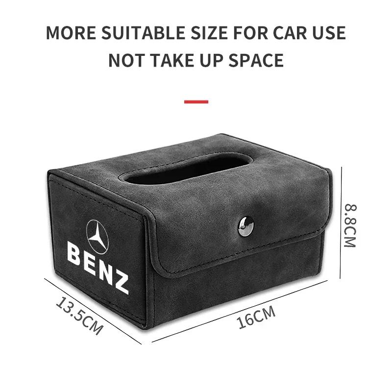 Boîte à mouchoirs en cuir Style de voiture Support de boîte à mouchoirs à suspendre sur pare-soleil de voiture ou dossier de siège Pour Mercedes Benz AMG GT4 W204 205 GLC GLE CLA