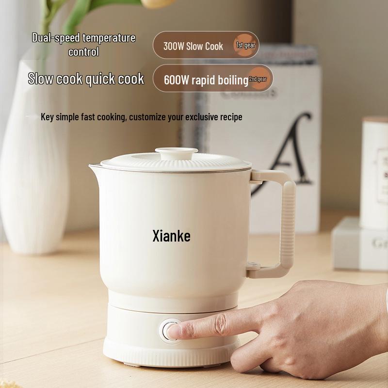 Compact and Portable Travel Electric Folding Kettle - Stainless Steel Multi-functional Water Cup. Rice White 304 Stainless Steel Liner, EU Plug