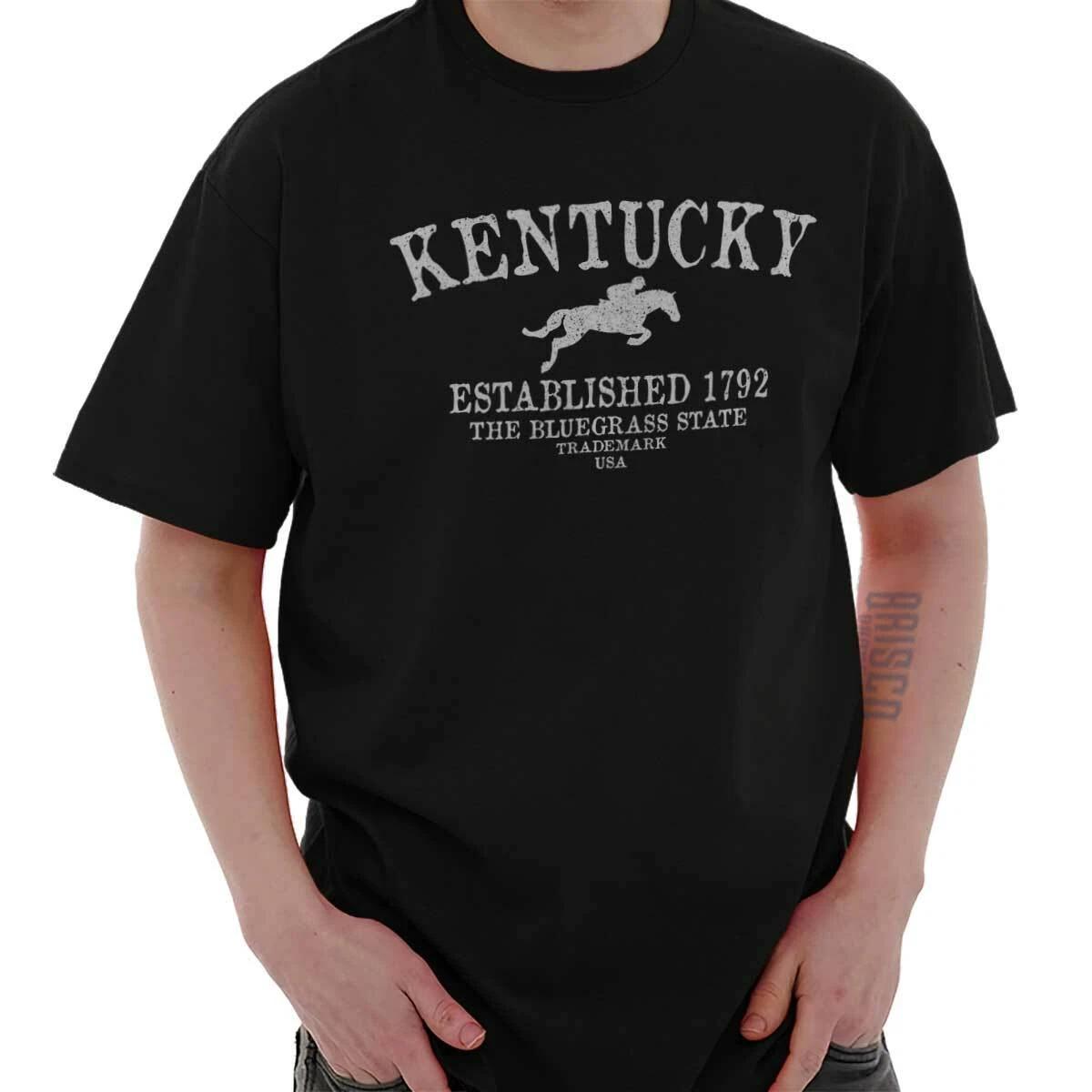 Kentucky Bluegrass State Jockey EST 1792 Womens or Mens Crewneck T Shirt Tee S