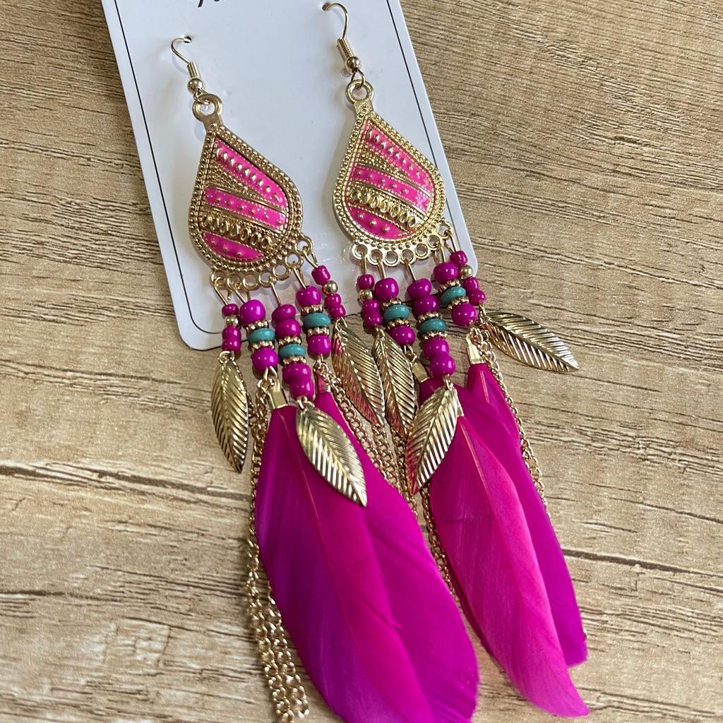 Vintage Bohemian Feather Tassel Earrings Exaggerated Ethnic Vacation Dangle Ear Jewelry Fashion Accessories For Women