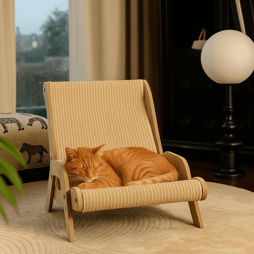 Elevated Pet Rocking Chair Wooden Cat Sofa Bed Cat Scratcher Cat Hammock Bed  for Cats/Dogs