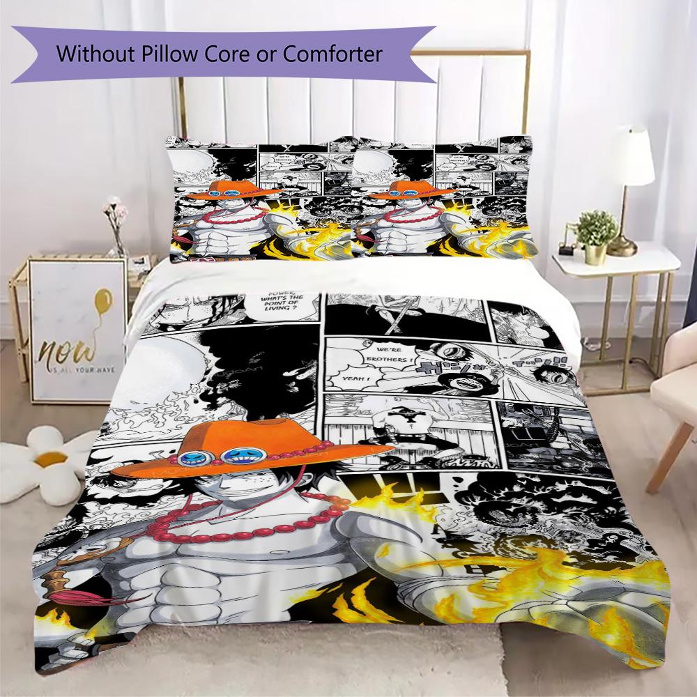 Starring the classic Japanese cartoon ONE PIECE Monkey D. Luffy provides comfortable bedding covers and pillowcases for home use (without core) K18