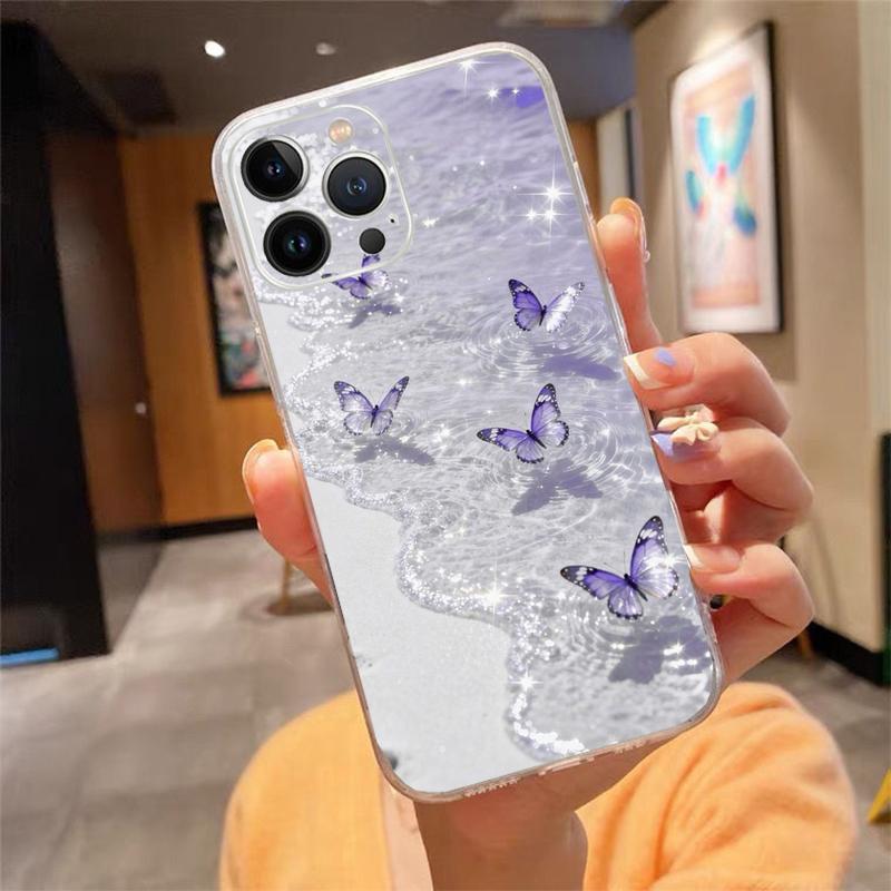 Phone Case For Iphone 17ProMax 17 Pro Air 16 15 14 13 Pro Max 16 15 14 13 Pro 15Plus Blue Sea Flower Water