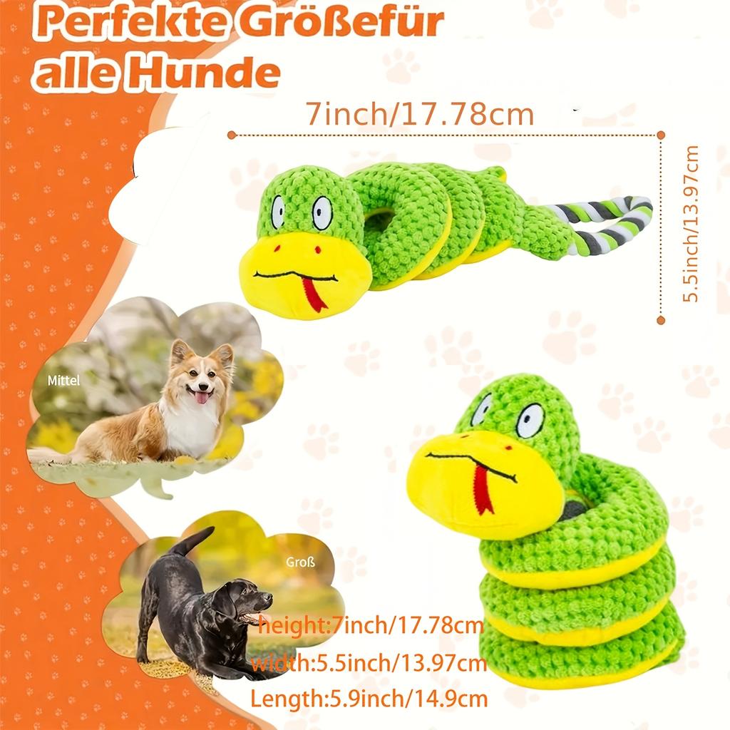 Langlebige quietschende Knoten-Kauspielzeuge für Hunde zum Zähneschleifen, lustige Tierdesigns inklusive Enten Frösche Kühe Schlangen, geeignet für Welpen