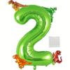 6 Stück / Set 32 Zoll Großer Aluminiumfolien-Nummernballon mit Niedlichen Mini-Dinosaurier-Ballons für Geburtstagsfeier Jubiläumsdekoration