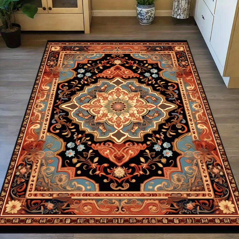 Vintage Persermuster Teppich Wohnzimmer Hochwertig Luxus Retro Teppich Rutschfest Große Fläche Schlafzimmer Dekora Teppich Lounge Matte Waschbar