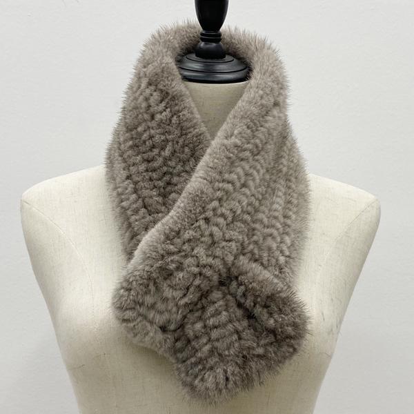 

Вязаный шарф из норки для женщин, зимние теплые мягкие женские шали, стильный однотонный шарф 80 см x 12 см серый