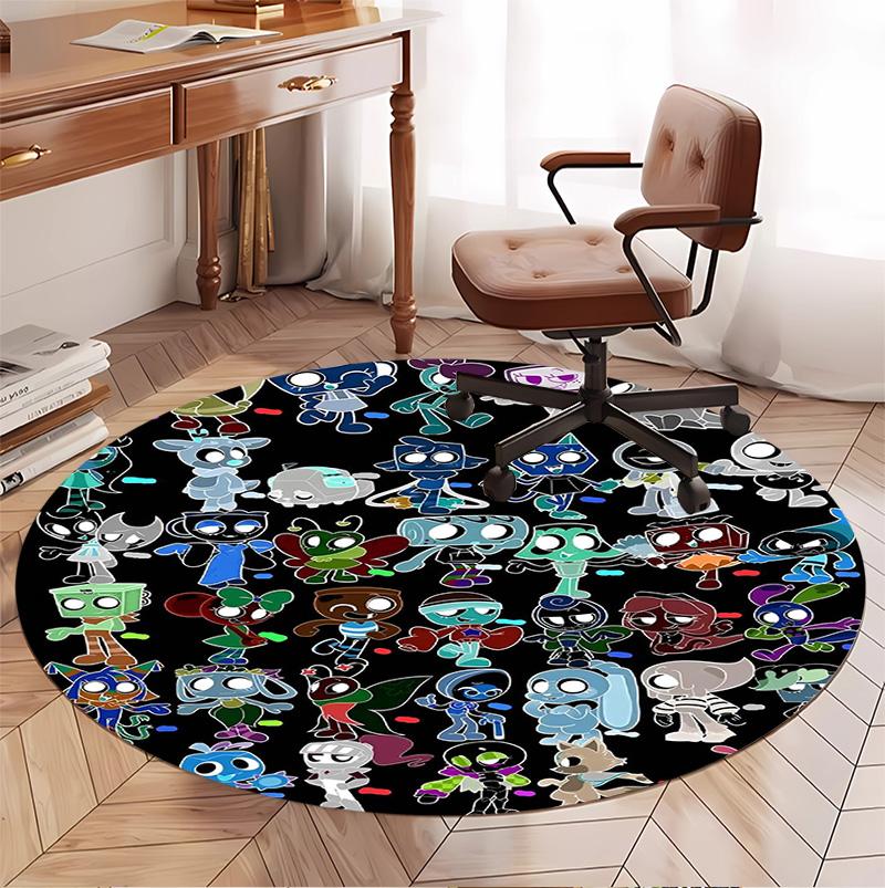 Dandy's World Pattern Round Rug, Indoor/Outdoor Mat, for Picnic, Gameroom, Bedroom, Office, Living Room, Home Decor Carpet, Birthday Gift