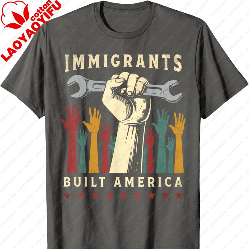 Vintage Immigrant Strength USA Pride TShirt Graphic T Shirts Gothic Aesthetic Clothes Oversized T Shirt Y2k Top Women Clothing S
