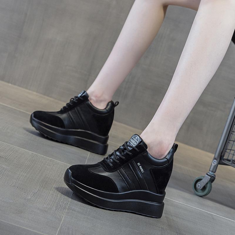 Herbst und Winter neue Keilabsatz Muffin Plateau Schuhe lässig und dünn Innenhöhe cm kleine Damenschuhe