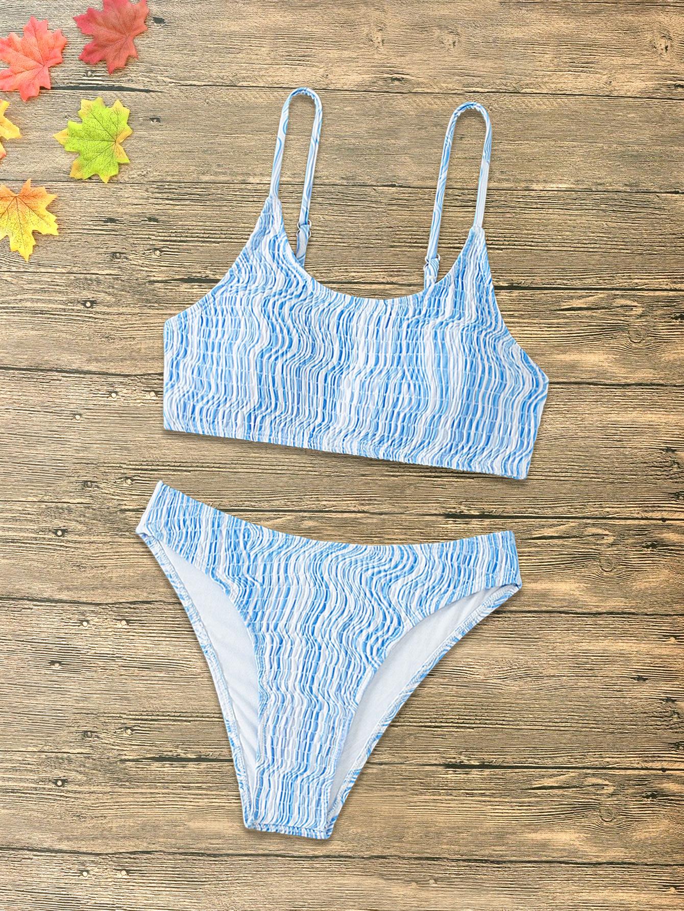 New Split Women S Swimsuit Sexy Wavy Bikini With Pleated Fabric S