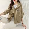 Frühling und Herbst Damen Kurze Jacke Mode Windjacke Freizeitjacke Kurzer Mantel