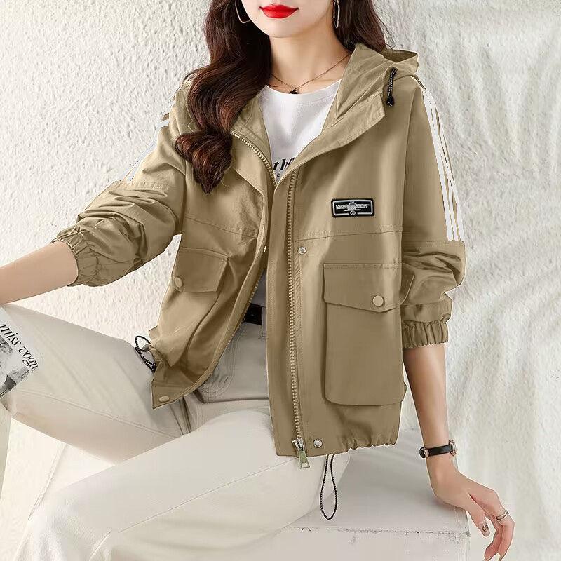 Frühling und Herbst Damen Kurze Jacke Mode Windjacke Freizeitjacke Kurzer Mantel