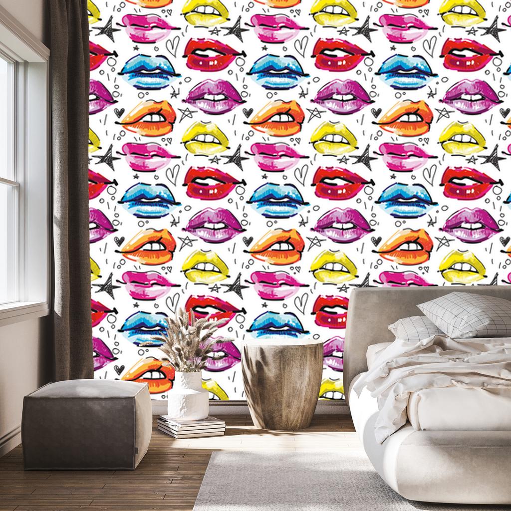 Colorful Lips Wallpaper for Living Room and Bedroom 50x1000