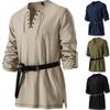 Men's Medieval Lace Up Tunic Shirt Renaissance Viking Pirate Costume Long Sleeve Retro Tops for Halloween Cosplay