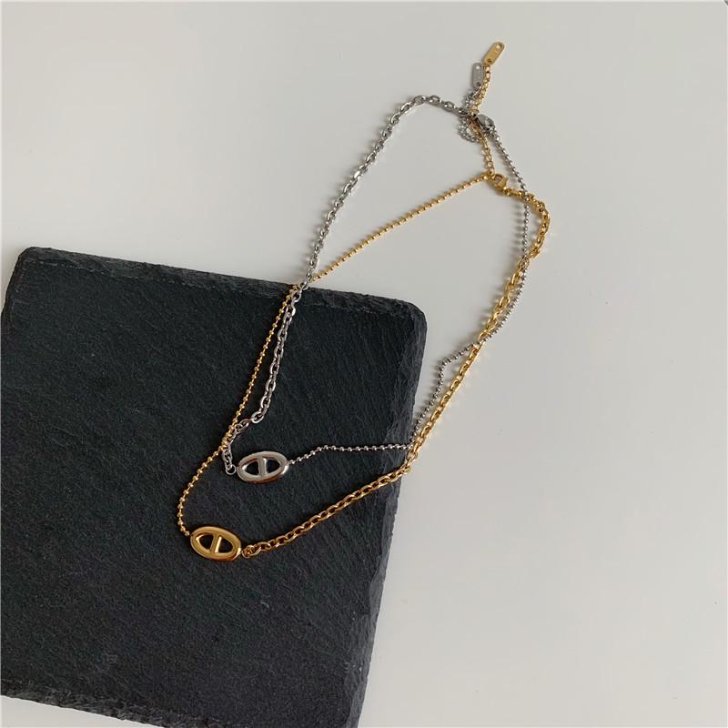 French Retro Pig Nose Titanium Steel Clavicle Necklace - Trendy, Non-Fading Design