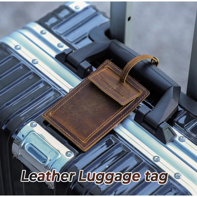 Crazy Horse Leather Suitable AirTag Tracker European American Trendy Retro Luggage Tag