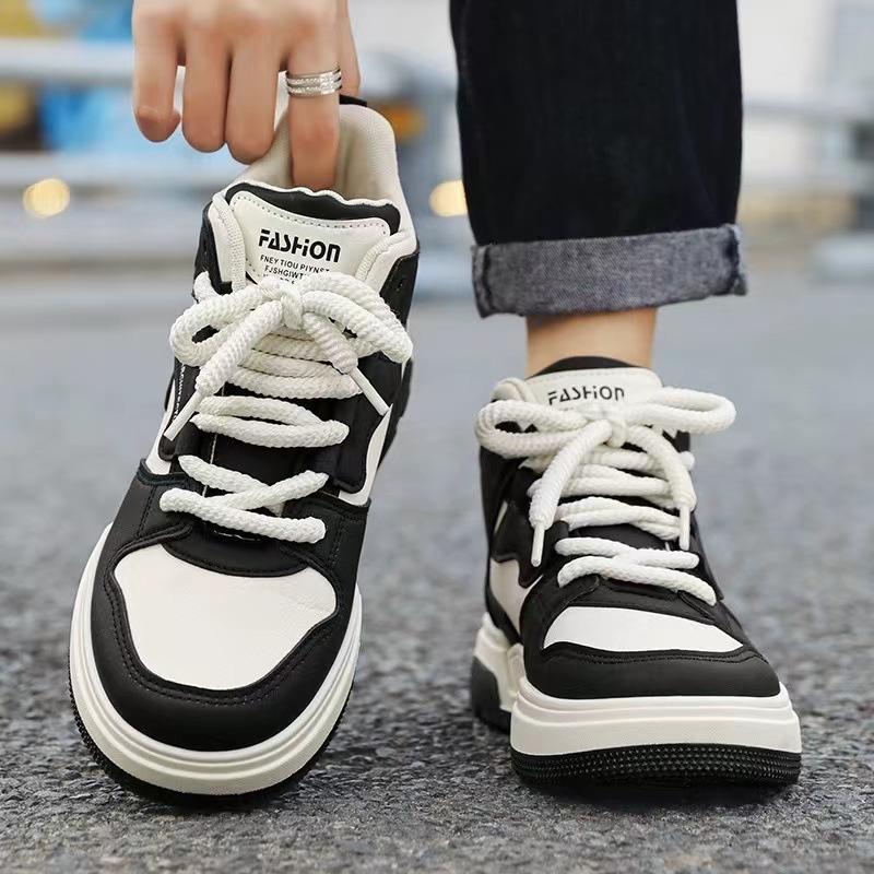 Black and White Panda High-top Men's Shoes Casual Students Platform Tide Brand Board Shoes Popular Casual Sports Shoes Men's Tide Shoes