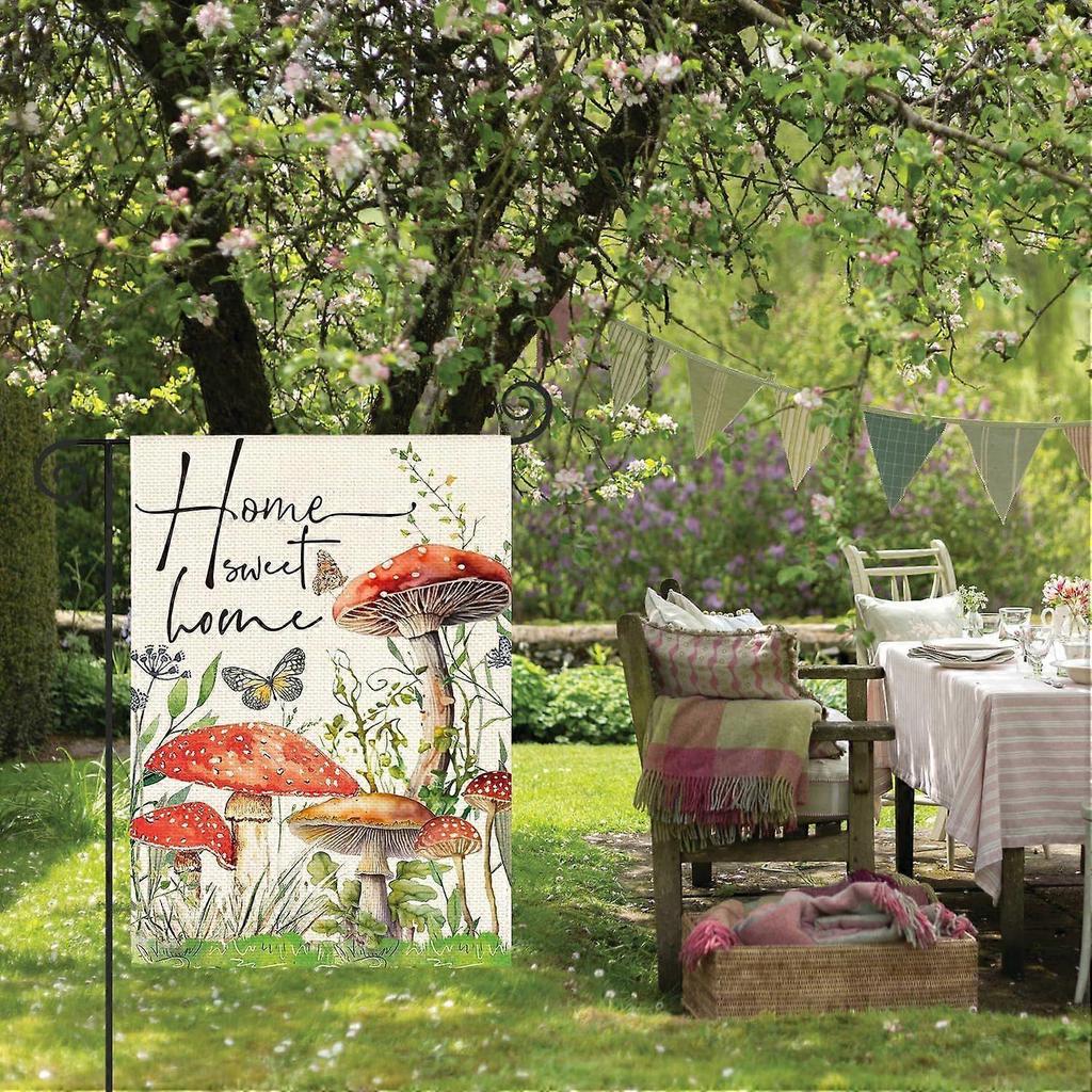 Spring Mushrooms Garden Flag 12 x 18 Inch, Seasonal Flowers Welcome Yard Outdoor Flag