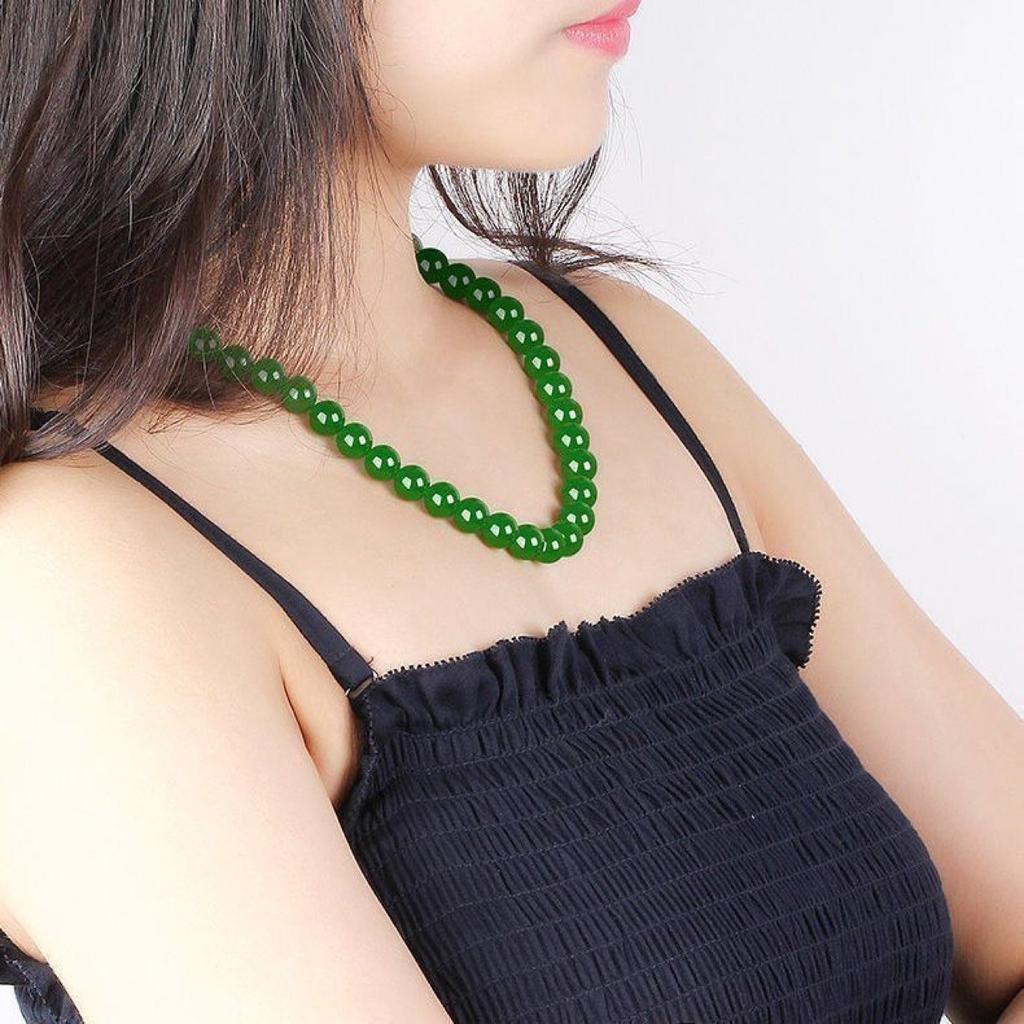 New high-end luxury jadeite green necklace women's high-end bracelet Tibetan temperament high-end green necklace for mother gift