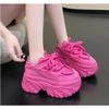 Women Platform Casual Breathable Mesh Shoes New Summer Chunky Sneakers 8.5CM Wedges Hidden Heels Hollow Leisure Shoes Woman