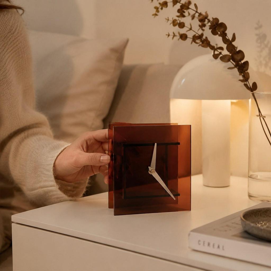 Minimalist Table Clock Acrylic Silent Desk Clock Contemporary Decorative Ornament for Bedroom Living Room