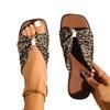 Korean Version of Niche Design Sense Leopard Print Word with Flat Bottom Slippers Women Wear Summer New Fashion Beach Vacation Cool