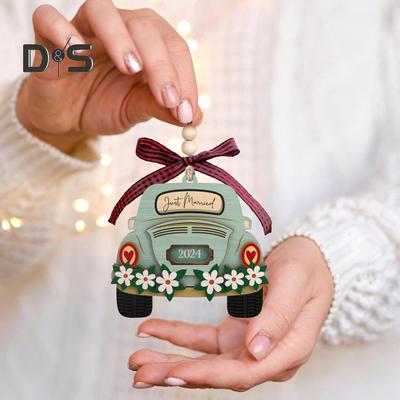 Wedding Gifts First Christmas Married Ornament Wooden Hanging Car/House Decoration Mr. And Mrs. Gift for Newlywed Bride
