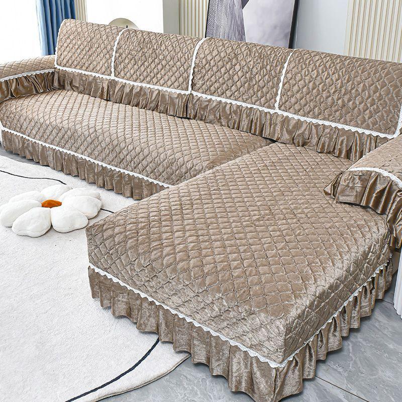 Luxury Golden Velvet Sofa Cover for Living Room Solid Color Dirt-proof Sofa Cover Elastic Protect Cushion 1-3 Seats Sofa Towel