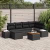VidaXL 7-Piece Garden Sofa with Cushions Black Rattan Polyester 3347982
