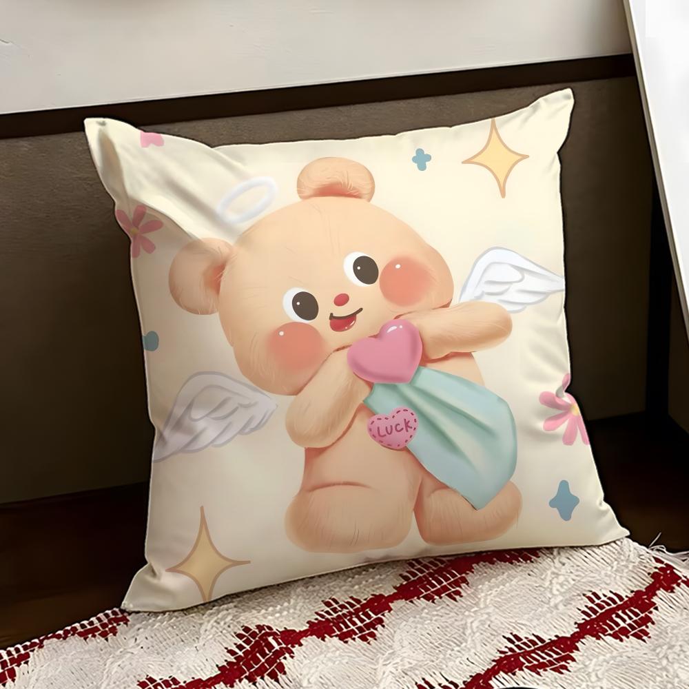 Cartoon BButter BBear Cushion Cover Reversible Soft Durable Pillow Cover Home Car MultiScene Use for Daily Comfort