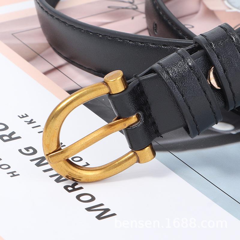 Vintage Leather Belt Women Versatile Decorative Waistband Casual Jeans Strap
