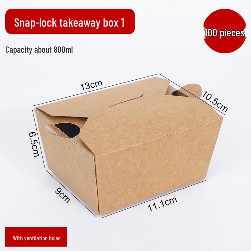 Kraft Paper Disposable Takeaway Box for Fried Chicken, Salad, or Fried Rice
